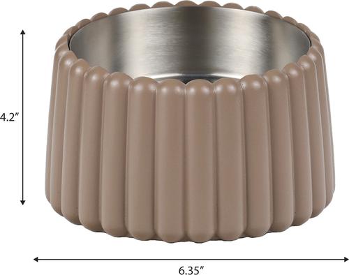 Show full view: THE LICKER STORE Ripple Ridge Slanted Concrete & Stainless Steel Dog & Cat Bowl, Medium: 2-cup, Brown slide 4 of 8