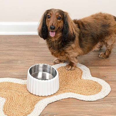 Show full view: THE LICKER STORE Ripple Ridge Slanted Concrete & Stainless Steel Dog & Cat Bowl, Medium: 2-cup, White slide 6 of 8