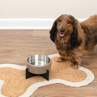 Show full view: THE LICKER STORE Intersecta Concrete & Stainless Steel Dog & Cat Bowl with Metal Stand, Medium: 2-cup, Brown/Black slide 7 of 9