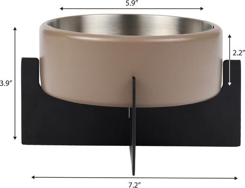 Show full view: THE LICKER STORE Intersecta Concrete & Stainless Steel Dog & Cat Bowl with Metal Stand, Medium: 2-cup, Brown/Black slide 5 of 9
