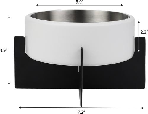 Show full view: THE LICKER STORE Intersecta Concrete & Stainless Steel Dog & Cat Bowl with Metal Stand, Medium: 2-cup, White/Black slide 4 of 8