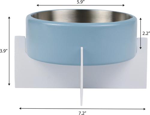 Show full view: THE LICKER STORE Intersecta Concrete & Stainless Steel Dog & Cat Bowl with Metal Stand, Medium: 2-cup, Blue/White slide 5 of 9