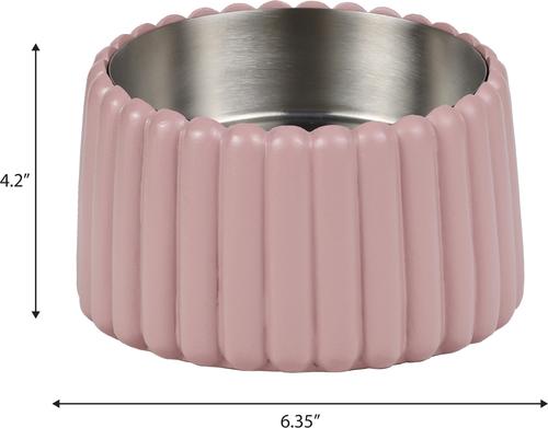 Show full view: THE LICKER STORE Ripple Ridge Slanted Concrete & Stainless Steel Dog & Cat Bowl, Medium: 2-cup, Pink slide 4 of 8