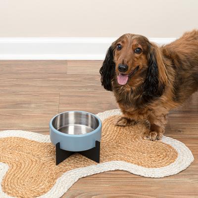 Show full view: THE LICKER STORE Intersecta Concrete & Stainless Steel Dog & Cat Bowl with Metal Stand, Medium: 2-cup, Blue/Black slide 7 of 9