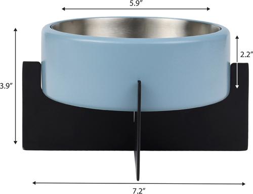 Show full view: THE LICKER STORE Intersecta Concrete & Stainless Steel Dog & Cat Bowl with Metal Stand, Medium: 2-cup, Blue/Black slide 5 of 9