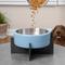 Show in main carousel: THE LICKER STORE Intersecta Concrete & Stainless Steel Dog & Cat Bowl with Metal Stand, Medium: 2-cup, Blue/Black slide 3 of 9