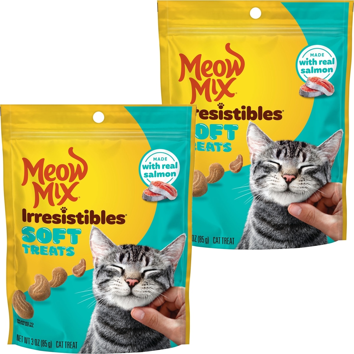 meow出品 MEOW MIX Irresistibles Soft Salmon Cat Treats, 6-oz bundle - Chewy.com