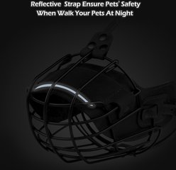 OOPSDOGGY Breathable Secure Basket Leather Metal Reflective Pitbull Dog Muzzle, Black slide 2 of 8
