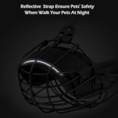 Show full view: OOPSDOGGY Breathable Secure Basket Leather Metal Reflective Pitbull Dog Muzzle, Black slide 2 of 8