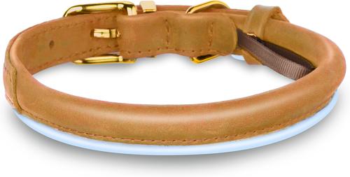 Show full view: OOPSDOGGY Soft Padded Rolled Leather Reflective Dog Collar, Camel, Small: 10 to 13-in neck, 3/5-in wide slide 2 of 6