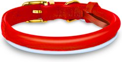OOPSDOGGY Soft Padded Rolled Leather Reflective Dog Collar, Red, Small: 10 to 13-in neck, 3/5-in wide slide 2 of 6