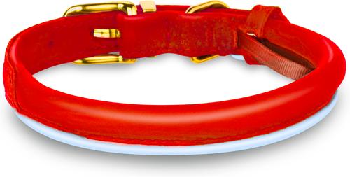 Show full view: OOPSDOGGY Soft Padded Rolled Leather Reflective Dog Collar, Red, Small: 10 to 13-in neck, 3/5-in wide slide 2 of 6