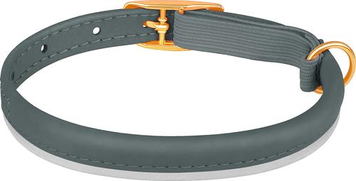 Show full view: OOPSDOGGY Rolled Leather Reflective Cat Collar with Bell & Safety Elastic Strap, Denim, 8 to 11-in neck, 3/8-in wide slide 2 of 9