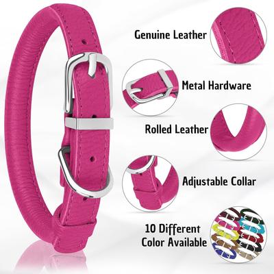 Show full view: OOPSDOGGY Soft Rolled Leather Dog Collar, Pink, Large: 14 to 18-in neck, 9/16-in wide slide 2 of 7