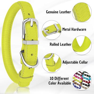 Show full view: OOPSDOGGY Soft Rolled Leather Dog Collar, Lime Green, XX-Small: 7 to 9-in neck, 3/8-in wide slide 2 of 6