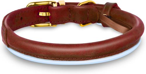 Show full view: OOPSDOGGY Soft Padded Rolled Leather Reflective Dog Collar, Brown, X-Large: 17 to 21-in neck, 4/5-in wide slide 2 of 6
