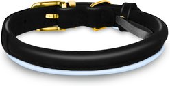 OOPSDOGGY Soft Padded Rolled Leather Reflective Dog Collar, Black, XX-Small: 7 to 9-in neck, 2/5-in wide slide 2 of 6
