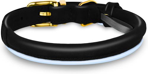 Show full view: OOPSDOGGY Soft Padded Rolled Leather Reflective Dog Collar, Black, XX-Small: 7 to 9-in neck, 2/5-in wide slide 2 of 6