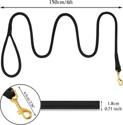 OOPSDOGGY Outdoor Rolled Leather Reflective Walking Running Dog Leash, Black, Small: 6-ft long, 3/8-in wide slide 2 of 8