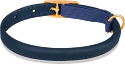OOPSDOGGY Rolled Leather Reflective Cat Collar with Bell & Safety Elastic Strap, Blue, 8 to 11-in neck, 3/8-in wide slide 2 of 8