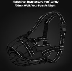 OOPSDOGGY Adjustable Nylon Metal Reflective Mask Secure Wire Basket Pitbull Dog Amstaff Soft Cage Muzzle, Black slide 2 of 8