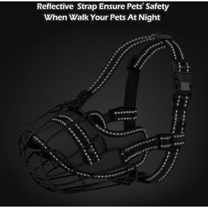 OOPSDOGGY Adjustable Nylon Metal Reflective Mask Secure Wire Basket Pitbull Dog Amstaff Soft Cage Muzzle, Green