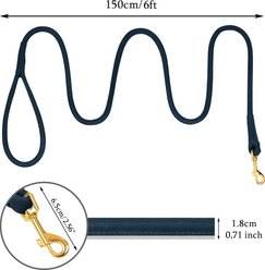 OOPSDOGGY Outdoor Rolled Leather Reflective Walking Running Dog Leash, Blue, Medium/Large: 6-ft long, 3/4-in wide slide 2 of 8
