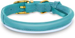 OOPSDOGGY Soft Padded Rolled Leather Reflective Dog Collar, Teal, Small: 10 to 13-in neck, 3/5-in wide slide 2 of 6