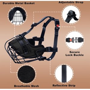 OOPSDOGGY Adjustable Breathable Wire Basket Metal Rottweiler Dog Muzzle, Black