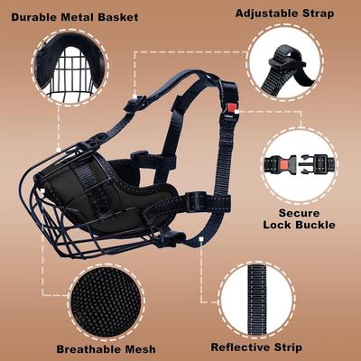 Show full view: OOPSDOGGY Adjustable Breathable Wire Basket Metal Rottweiler Dog Muzzle, Black slide 3 of 9
