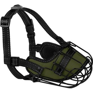 OOPSDOGGY Adjustable Nylon Metal Reflective Mask Secure Wire Basket Pitbull Dog Amstaff Soft Cage Muzzle, Green
