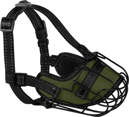 Show full view: OOPSDOGGY Adjustable Nylon Metal Reflective Mask Secure Wire Basket Pitbull Dog Amstaff Soft Cage Muzzle, Green slide 3 of 8