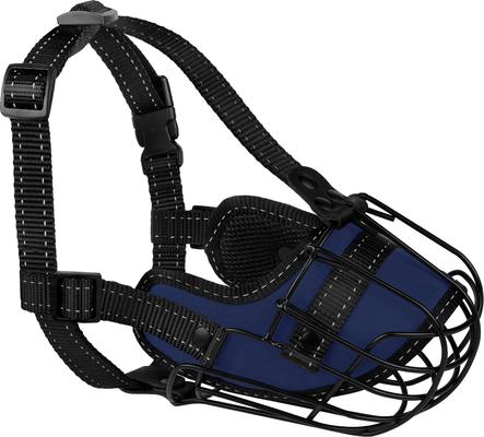 Show full view: OOPSDOGGY Adjustable Nylon Metal Reflective Mask Secure Wire Basket Pitbull Dog Amstaff Soft Cage Muzzle, Blue slide 3 of 8