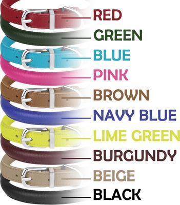 Show full view: OOPSDOGGY Soft Rolled Leather Dog Collar, Green, X-Small: 8 to 11-in neck, 3/8-in wide slide 4 of 8