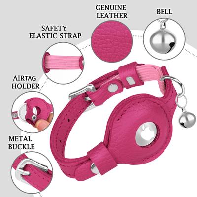 Show full view: OOPSDOGGY Indoor & Outdoor Non Breakaway AirTag Holder Cat Collar with Bell, Pink, 8 to 11-in neck, 1/2-in wide slide 4 of 10