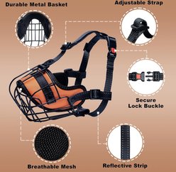OOPSDOGGY Adjustable Breathable Wire Basket Metal Rottweiler Dog Muzzle, Orange slide 2 of 9