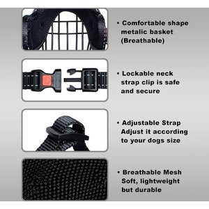 OOPSDOGGY Adjustable Breathable Wire Basket Metal Rottweiler Dog Muzzle, Black