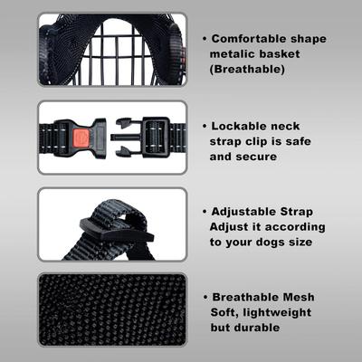 Show full view: OOPSDOGGY Adjustable Breathable Wire Basket Metal Rottweiler Dog Muzzle, Black slide 4 of 9