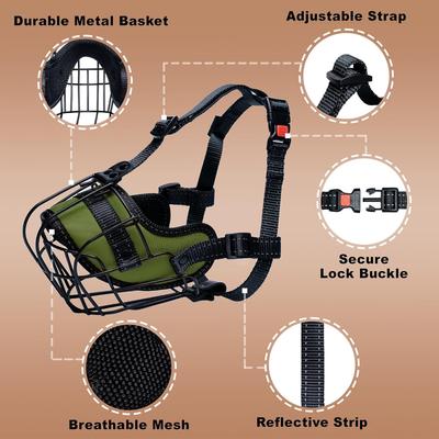 Show full view: OOPSDOGGY Adjustable Breathable Wire Basket Metal Rottweiler Dog Muzzle, Green slide 2 of 9