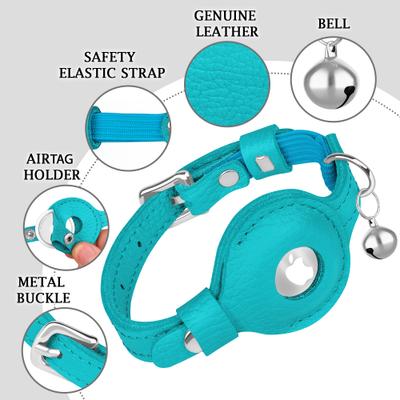 Show full view: OOPSDOGGY Indoor & Outdoor Non Breakaway AirTag Holder Cat Collar with Bell, Light Blue, 8 to 11-in neck, 1/2-in wide slide 4 of 10