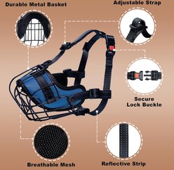 OOPSDOGGY Adjustable Breathable Wire Basket Metal Rottweiler Dog Muzzle, Blue slide 2 of 9