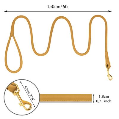 Show full view: OOPSDOGGY Outdoor Rolled Leather Reflective Walking Running Dog Leash, Camel, Medium/Large: 6-ft long, 3/4-in wide slide 3 of 8