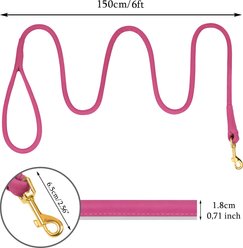 OOPSDOGGY Outdoor Rolled Leather Reflective Walking Running Dog Leash, Pink, Small: 6-ft long, 3/8-in wide slide 2 of 8