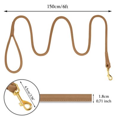 Show full view: OOPSDOGGY Outdoor Rolled Leather Reflective Walking Running Dog Leash, Brown, Medium/Large: 6-ft long, 3/4-in wide slide 3 of 8