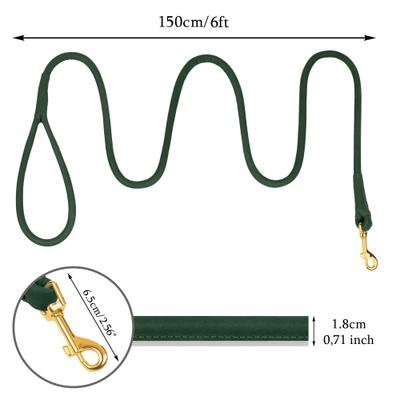 Show full view: OOPSDOGGY Outdoor Rolled Leather Reflective Walking Running Dog Leash, Green, Medium/Large: 6-ft long, 3/4-in wide slide 3 of 8