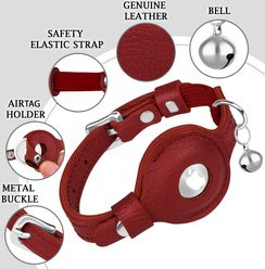 OOPSDOGGY Indoor & Outdoor Non Breakaway AirTag Holder Cat Collar with Bell, Red, 8 to 11-in neck, 1/2-in wide slide 2 of 9