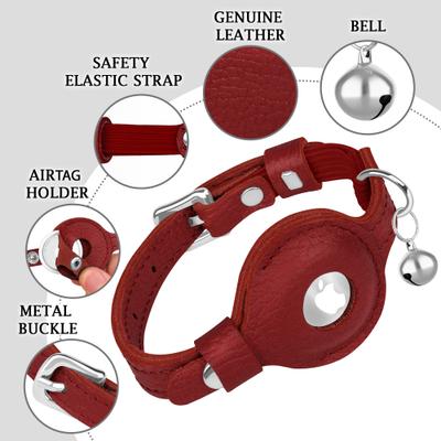 Show full view: OOPSDOGGY Indoor & Outdoor Non Breakaway AirTag Holder Cat Collar with Bell, Red, 8 to 11-in neck, 1/2-in wide slide 4 of 10