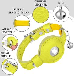 OOPSDOGGY Indoor & Outdoor Non Breakaway AirTag Holder Cat Collar with Bell, Yellow, 8 to 11-in neck, 1/2-in wide slide 2 of 9