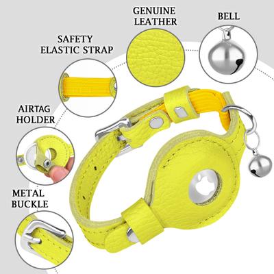 Show full view: OOPSDOGGY Indoor & Outdoor Non Breakaway AirTag Holder Cat Collar with Bell, Yellow, 8 to 11-in neck, 1/2-in wide slide 3 of 9