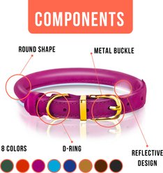 OOPSDOGGY Soft Padded Rolled Leather Reflective Dog Collar, Pink, Small: 10 to 13-in neck, 3/5-in wide slide 2 of 6